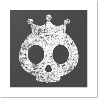 Cute Skull with Crown - Distressed Posters and Art
